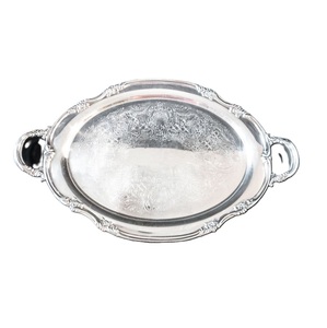 Embossed Border Aluminum Serving <b>Trays</b> <b>Silver</b> Finish Rectangle Shape For Home & Hotels Tabletop Food & <b>Drinks</b> Serving <b>Trays</b> - Product Image 3