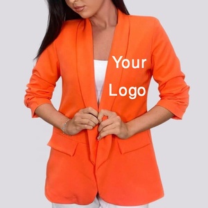 Blazers acolchados de manga larga sólidos de alta calidad para mujer de talla grande ajustable resistente logotipo de marca Original BOTÓN DE PUNTO BAJO - Product Image 4