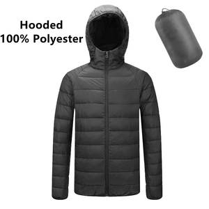 <b>Men's</b> Hooded Puffer Jacket 100% Polyester <b>Winter</b> Lightweight Windproof Casual <b>Coat</b> with Zipper Closure Solid Color Slim Fit - Product Image 1