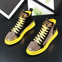Chaussures de sport montantes pour hommes, personnalisées, de luxe, nouvelle collection printemps, incrustées de cristaux, décontractées et tendance, vente en gros