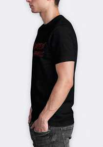 เสื้อยืดคอกลมแขนสั้นสีดำสำหรับผู้ชายพิมพ์ลายตัวอักษรเสื้อลำลอง - Product Image 5