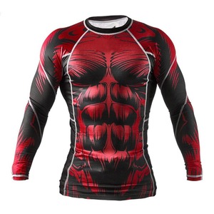 เสื้อรัดกล้ามเนื้อสำหรับผู้ชาย BJJ สีขาว ระบายอากาศได้ดี ยืดหยุ่นสูง ออกแบบ OEM สำหรับ MMA คุณภาพดีที่สุด ผลิตในปากีสถาน - Product Image 1