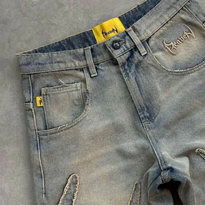 ผู้ผลิตขายส่งกางเกงยีนส์เดนิมทรงหลวมขากว้างสไตล์วินเทจสำหรับผู้ชาย ผ้าฝ้าย 100% บริการ OEM ODM - Product Image 4
