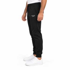 Pantalones Casuales para Hombre, 100% Algodón, Felpa, Cómodos, Deportivos, Negros, Corte Holgado, con Bordado, Tela de Terciopelo CVC - Product Image 2