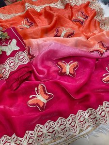 Designer Gota <b>Saree</b> Party Wear Butterfly <b>Saree</b> Soft Fendy <b>Saree</b> Traditional Gota Patti <b>Saree</b> Elegant Butterfly <b>Saree</b> - Product Image 2