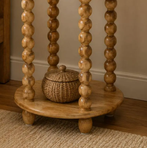 Table d'appoint ronde en bois naturel à 2 niveaux, style bobine, pour café et boissons, mobilier décoratif, vente en gros - Product Image 2