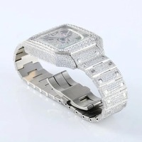 Montre unisexe de luxe en gros, style mode, sertie de diamants, à mouvement quartz, cadran squelette, avec aiguilles, pour hommes et femmes