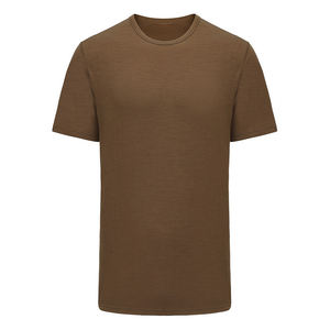 เสื้อยืดแขนสั้นลำลองพรีเมียมสำหรับผู้ชาย สีน้ำตาลช็อกโกแลต ทำจากขนแกะเมอริโนคุณภาพสูง ขายส่ง - Product Image 1