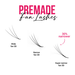 Extensions de cils Charmlash en gros, marque privée, préfabriquées, base étroite et pointue, Promade Fans, liées à la chaleur, en éventail lâche - Product Image 1