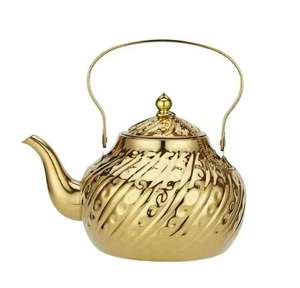 Tetera de Acero Inoxidable Grabada de Lujo, Elegante Tetera para Café y Té con Boquilla Larga, Asa Resistente al Calor, Utensilios de Cocina - Product Image 6