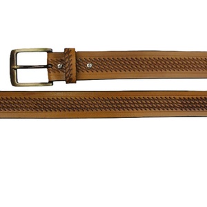 Cinturón de Cuero Genuino para Hombre con Logotipo Personalizado OEM, Cinturón Occidental Vintage con Grabado y Tejido de Cesta, Proveedor Directo de Fábrica - Product Image 5