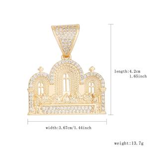 Bijoux religieux chrétiens Hip Hop plaqués or 14 carats, pendentif « L'Ultima Cene », ornements de prière et de bénédiction - Product Image 5