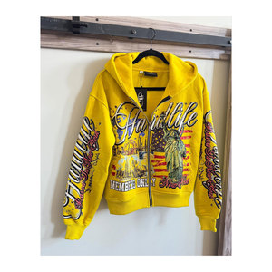 Sudaderas con capucha personalizadas de alta calidad 2026 con hombros caídos, estampado abullonado y cremallera completa, sudaderas con capucha negras personalizadas para hombre, sudaderas con capucha de forro polar - Product Image 6