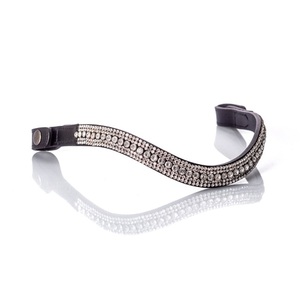 Bandeau de tête de cheval en cuir de buffle véritable épais, décoré d'une chaîne de diamants à cinq rangs de cristaux transparents brillants de luxe, tailles personnalisées - Product Image 4