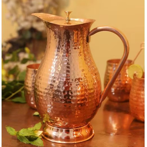 Copper jug set for food court <b>water</b> service setup metal set with <b>glasses</b> durable reusable kitchen dining drinkware - Product Image 1