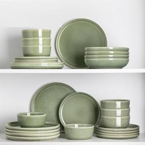 Juego de Platos de Cerámica Modernos Color Verde Salvia, Acabado Satinado Liso, Diseño Apilable, Resistente al Calor, Vajilla Duradera para Cenas Especiales - Product Image 6