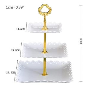 Support rotatif à gâteaux en aluminium moderne à 3 niveaux, plateau à cupcakes, desserts et fruits détachable pour mariage - Product Image 3