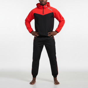 Veste de sudation sauna rouge et noire à blocs de couleur pour la course et le fitness, favorisant la perte de poids rapide, vente en gros, modèle 2026 - Product Image 5