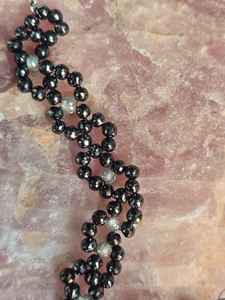 4.5 MM <b>Black</b> & 4.5 MM Light Blue Moissanite Diamond <b>Bracelet</b> Hand Made gift For <b>Woman</b> - Product Image 3