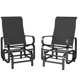 Set di 2 Sedie a Dondolo Nere con Struttura Leggera in Metallo e Rete, Poltrone Singole per Uso in Giardino - Product Image 1