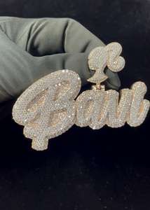 Colgante de Plata de Ley 925 de Primera Calidad con Letra Inicial de Moissanita, Estilo Hip Hop, Diseños de Joyería Personalizados - Product Image 3