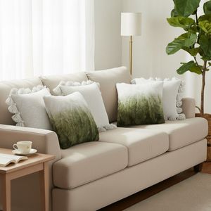 Ensemble de 5 housses de coussin en fausse fourrure ombrée et 3 housses de coussin texturées blanches avec pompons pour canapé et lit - Product Image 2