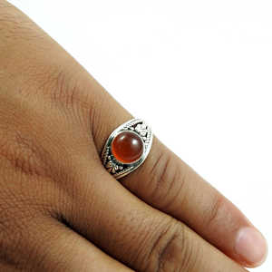 Anillo de Plata Pura 925 Oxidado con Piedra de Cornalina Natural, Estilo Retro Bohemio, Ideal para Boda o Regalo - Product Image 2