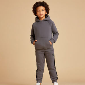 New Styles Boys Sweatpants <b>Hoodies</b> Sets 100% Cotton Solid Pattern Fleece Casual Joggers Hooded Sweatshirts Sets for <b>Children</b> - Product Image 5