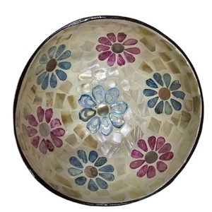 Ensaladera de coco hecha a mano con Laca ecológica Hathai, técnica de perla madre hecha a medida, vajilla a precio de fábrica de Vietnam - Product Image 3