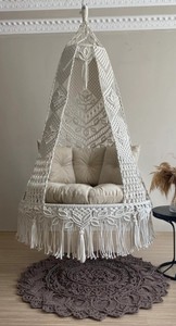 Fauteuil suspendu en macramé, type lit orthopédique, chaise suspendue, hängesessel, chaise balançoire, chaise suspendue en macramé - Product Image 3