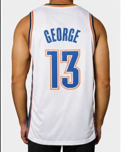 Camiseta de Baloncesto Negra George 13 para Hombre, Sin Mangas, Sublimada, de Poliéster, Cuello en V, Corte Regular, Transpirable, Personalizable, para Verano - Product Image 6