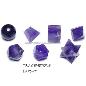 Fournisseur en gros cristaux de pierre naturelle agate de guérison aventurine jaune 7 pièces ensemble de géométrie effrayée à vendre - Product Image 4