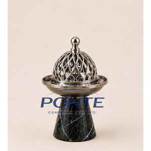 Quemador de incienso hecho a mano de mármol negro natural con tapa de metal con tallado, Mabkhara, soporte para Bakhoor árabe, a precio de fábrica. - Product Image 6