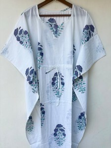 Nouveau Kaftan Indien Évasé à Col en V et Cordon de Serrage, Imprimé Animal, en Coton Doux, Longueur Intégrale, avec Dentelle, pour Plage et Demoiselle d'honneur, pour Femme - Product Image 5