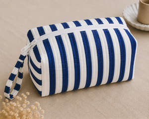 Reusable Eco Friendly Cotton Quilted Bold Striped Makeup <b>Bag</b> Cosmetic Pouch Travel <b>Toiletry</b> Organizer Custom Logo Wholesale - Product Image 5
