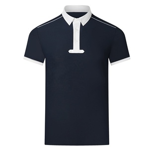 Polo de Manga Corta de Punto Blanco para Hombre con Ribete en Contraste, Cuello Alto, Corte Regular, Estilo Casual - Product Image 2
