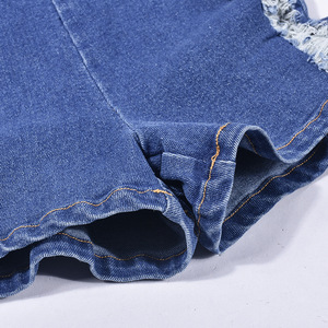 Combinaison en jean pour femme, col montant, sans manches, déchirée, bords effilochés, style club sexy, longueur au-dessus du genou, tenue d'été - Product Image 5