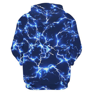 Sudadera con capucha para hombre con estampado de rayo, forro polar, estilo casual urbano, manga larga con cordón - Product Image 3