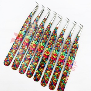 Pince à épiler pour extensions de cils RMI Custom Paper Coated, nouvelle, durable, en acier inoxydable, colorée, droite et courbée, avec pointes pointues - Product Image 2