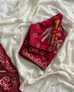 Sari de Diseño Indio Lucknowi Chikankari, Prenda Étnica de Lujo Más Vendida, Blusa de Exportación de Última Tendencia, Boutique Exclusiva - Product Image 6