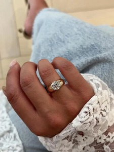 Flush Set Lab Diamond 18K Gold Gypsy Solitaire <b>Ring</b> Chunky <b>Dome</b> Wedding Band Modern Minimalist Engagement <b>Ring</b> Women IGI - Product Image 2
