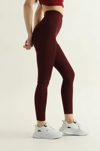 Leggings de yoga pour femmes, taille haute, longueur intégrale, couleur unie, en Spandex et Polyester, respirants, avec taille élastique, imprimés, imperméables et coupe-vent - Product Image 2