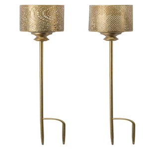 Portavelas Vintage con Diseño de Llama, Paquete de 2 - Portavelas Decorativo de Metal con Pátina de Óxido para Jardín Exterior - Product Image 4