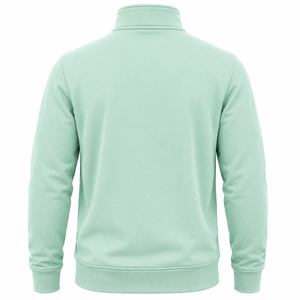 Pull en maille vert menthe pour homme, col montant, fermeture éclair quart de tour, coupe droite, manches longues, couleur unie, respirant, avec logo frontal, idéal pour l'hiver - Product Image 2