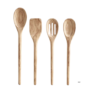 Juego de Cucharas de Cocina de Madera Maciza Natural con Espátula, Cuchara Volteadora y Cuchara para Servir, Acabado Espejo, Capacidad de 10 ml, para Cocinar y Hornear - Product Image 3