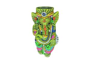 Jarrón Decorativo de Arcilla Hecho a Mano con Diseño Art Deco de Ganesha para Bodas, Cumpleaños y Diwali (Diseño Vertical) - Product Image 2