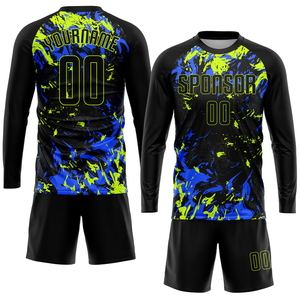 Camiseta de Fútbol Personalizada para Hombre, Negra, Verde Neón, Azul Rey, Poliéster, Impresión Serigráfica, Transpirable, Uniforme de Equipo, Ropa Deportiva - Product Image 3