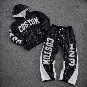 Ensemble de survêtement streetwear unisexe personnalisé à capuche, couleur unie, pour marques de sport américaines, faible MOQ, production sous marque privée, 100 % coton - Product Image 3