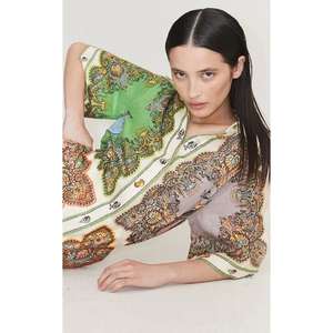 Vestido Midi Trippy Troppi Sana Crafts con Estampados Personalizados, Estilo Playero Natural, Hecho a Mano, 100% Algodón, Cuello en V - Product Image 3