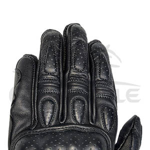 Gants de moto en cuir noirs pour la course avec protection des articulations, fournisseur OEM, vente en gros de gants de moto - Product Image 4